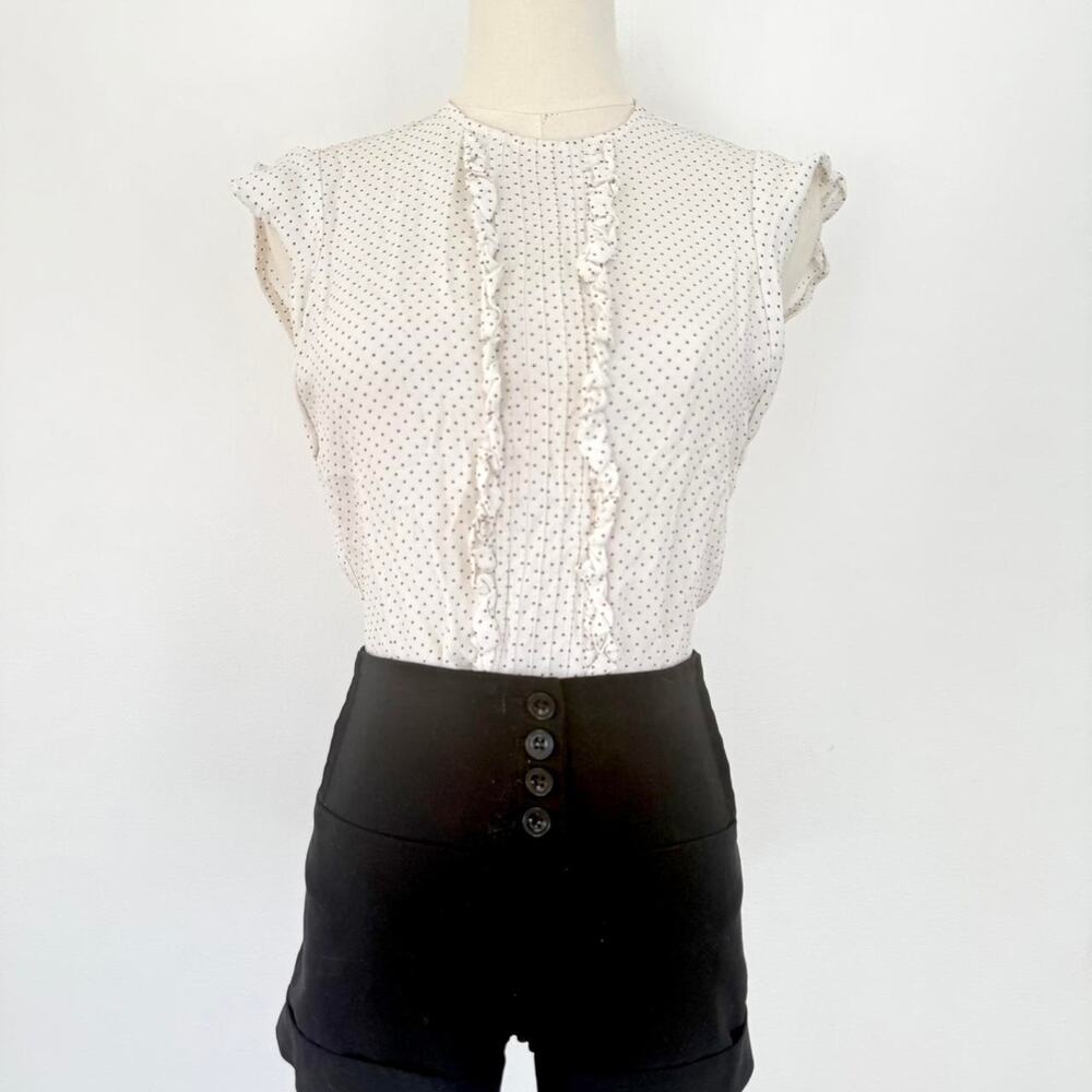 ZARA POLKA DOT RUFFLE TOP